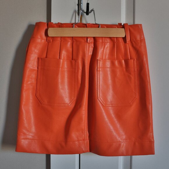 Orange Faux Leather Maeve Mini Skirt X-Small - Picture 1 of 10